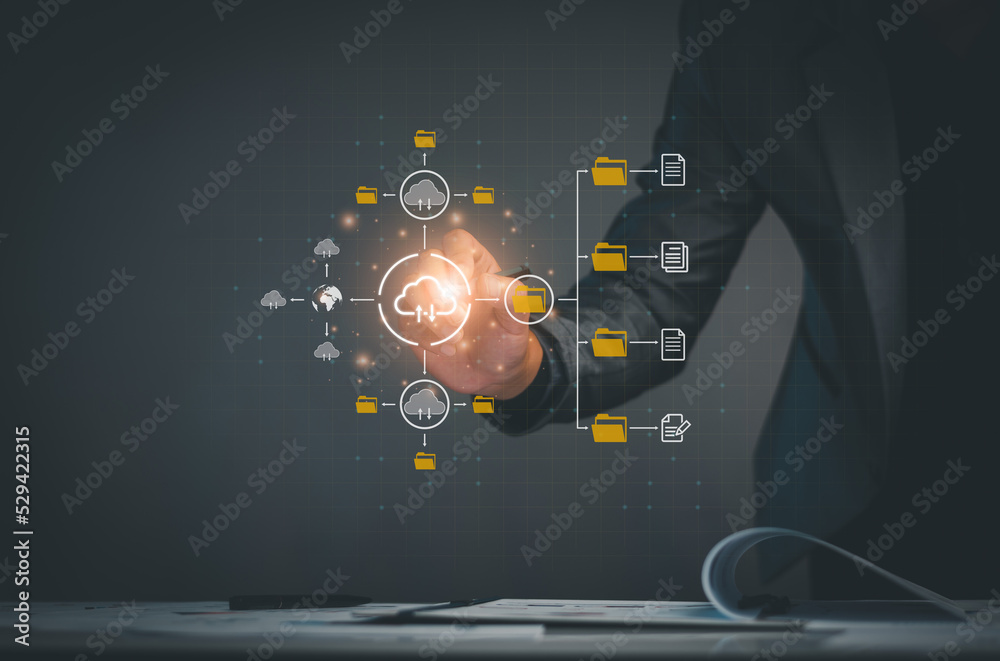 Canvas Prints digital file management concept. businessman are accessing big data storage on internet, digital sto