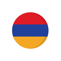Flat icon flag of Armenia in circle symbol isolated on white background. Vector illustration.