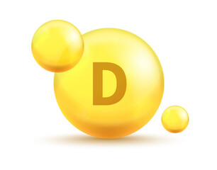 Vitamin golden capsules. Realistic 3d gold bubbles. Vector multivitamin pills