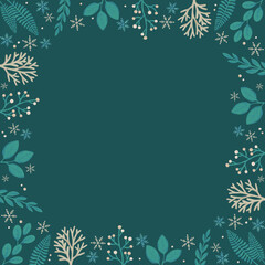 クリスマスの植物フレーム素材