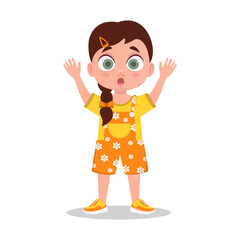 Frightened child, child in shock, afraid. Vector illustration