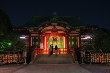 東京都江東区 夜の亀戸天神社 拝殿