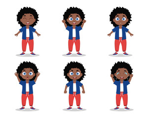Set of boy emotions, cheerful, sad, crying, smiling, angry. Vector illustration