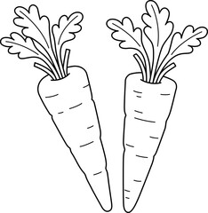Carrots Vegetable Isolated Coloring Page for Kids
