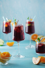 Glasses with traditional Spanish drink Sangria