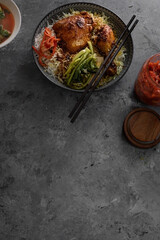 fusion food, Chicken biryani with two kinds of kimchi