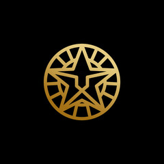 Luxury Golden Star With Lion Face Logo Design