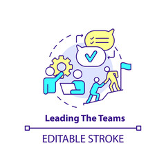 Leading teams concept icon. Reaching corporate goals. Project management abstract idea thin line illustration. Isolated outline drawing. Editable stroke. Arial, Myriad Pro-Bold fonts used