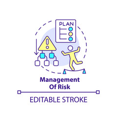 Fototapeta na wymiar Management of risk concept icon. Plan for crisis situation. Project development abstract idea thin line illustration. Isolated outline drawing. Editable stroke. Arial, Myriad Pro-Bold fonts used