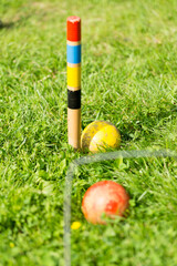 Lawn game of Croquet on grass