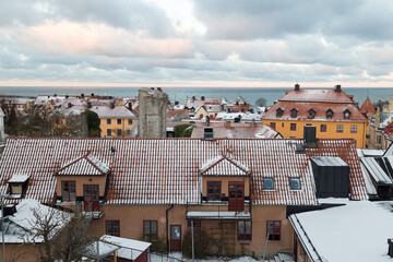 View over Visby, Gotland in Sweden in winter