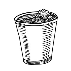 a wastebasket full of paper vector illustration on white background