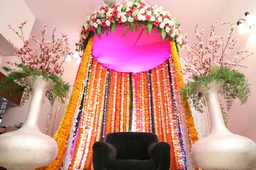 Bangalore, India 9th September 2022: Live visuals of Indian wedding mehendi or mehndi decoration....