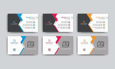 Modern business card design, double sided corporate business card template