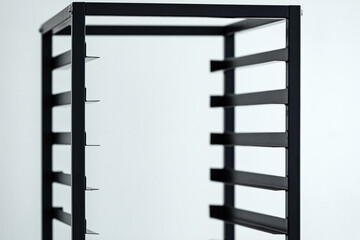 Metal rack for servers isolated close up .