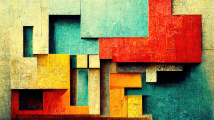 Abstract cubist geometry wallpaper background illustratio - obrazy, fototapety, plakaty