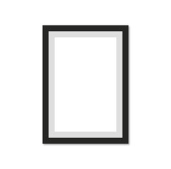 Photo frame and blank picture frame with shadow on background flat vector illustration.