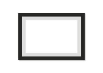 Photo frame and blank picture frame with shadow on background flat vector illustration.