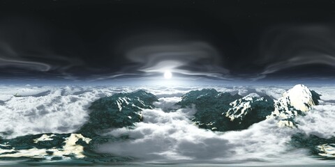 alien landscape, HDRI, equidistant projection, Spherical panorama, panorama 360, environment map, 3d rendering