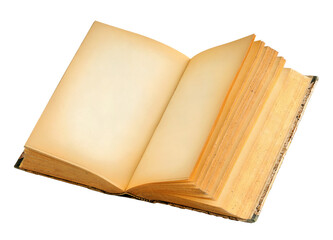 Open old book with blank pages cut out