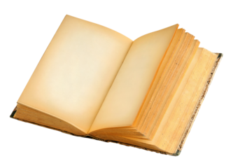 Open old book with blank pages cut out