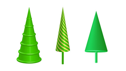 
3d image of Christmas trees. Vector drawing, set for design.