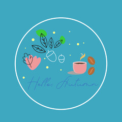 cozy sticker hello autumn for print or packaging