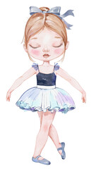  Watercolor Illustration of the ballerina girl