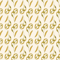 Sea weed, algae seamless pattern on cream background.