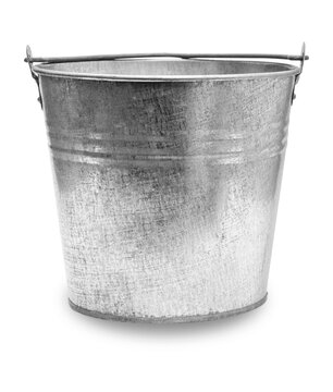 Isolated galvanized metal bucket. PNG file with transparent background.