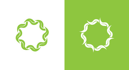 Leaf Circle Logo Concept symbol icon sign Element Design. Herbal, Natural Products, Cosmetics, Ecology, health Care, spa, yoga Logotype. Vector illustration template