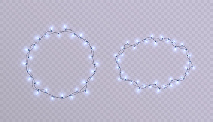 Christmas lights design elements Glowing garlands for Christmas holiday cards, banners, posters, web design.