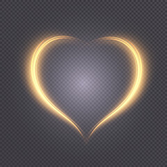 Glowing heart isolated on transparent background. Neon heart for holiday cards, banners, invitations	
