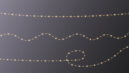 Christmas lights design elements Glowing garlands for Christmas holiday cards, banners, posters, web design.
