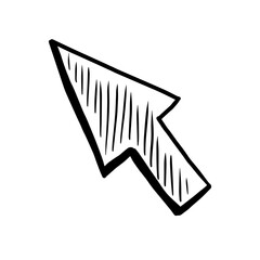 Cursor arrow sketch vector illustration on white background