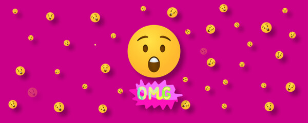 Emoji symbol of expressive face. Exclamation like oh my god. Vector illustration 
