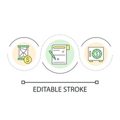 Certificate of deposit account loop concept icon. Banking service for customers. Investments abstract idea thin line illustration. Isolated outline drawing. Editable stroke. Arial font used