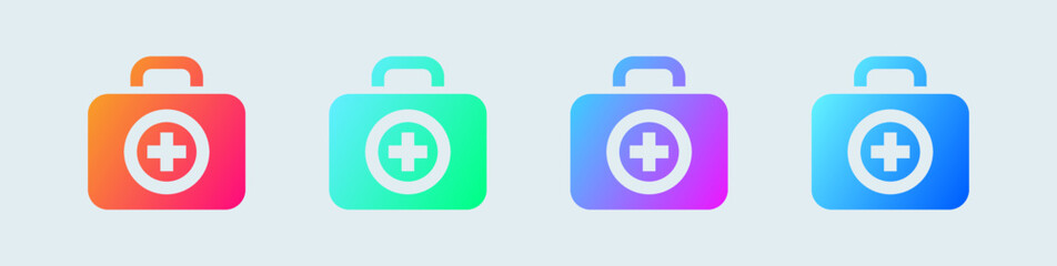 Doctor bag solid icon in gradient colors. Medicals kit signs vector illustration.