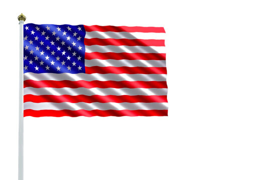 Isolated image of waving USA flag. PNG file with transparent background.