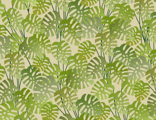 Abstract creative  pattern with tropical plants and artistic background.
