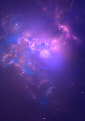 Abstract fractal art background which suggests a nebula and stars in space.