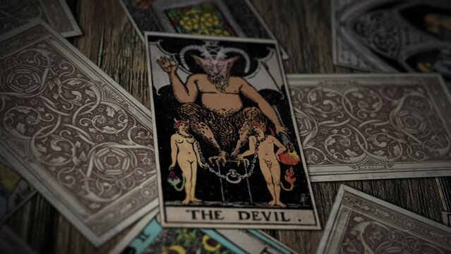 Warsaw, Poland - March 20, 2022. Future prediction using the paranormal mystic cards. Forecasting future encounters with paranormal mystic tarot cards. Paranormal mystic activity in the future