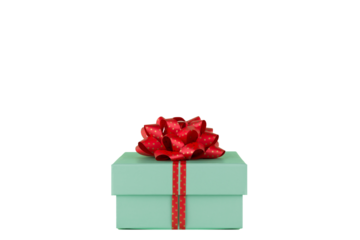Gift box with red ribbon isolated on transparent background, PNG