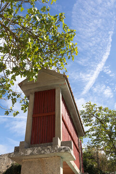 Typical Galician h&oacute;rreo, construction for agricultural use intended to dry, cure and store corn and other cereals