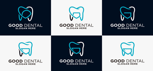 a collection of G-shaped Good Dental Logo Template Designs,Teeth initial letter G Logo Template