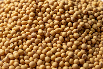 Heap of soy as background, top view