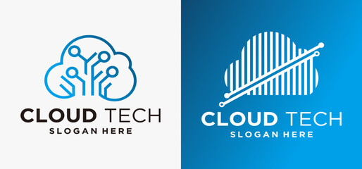 Cloud Technology logo, Technology logo cloud data logo illustration cloud for digital web service