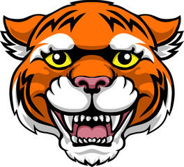 Tiger Mascot Cute Happy Cartoon Character