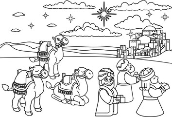 Wise Men Christmas Nativity Scene Cartoon