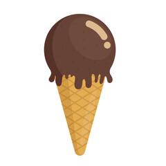 chocolate ice cream cone flat vector illustration logo icon clipart